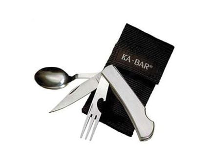 KA-BAR Hobo 3" Fixed Knife, Fork, And Spoon Combo With Cordura Sheath, Satin - 1300