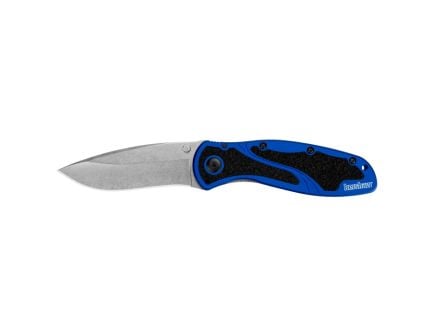 Kershaw Blur 3.4" Drop Point Assisted Folding Knife, Stonewashed/Blue - 1670NBSW