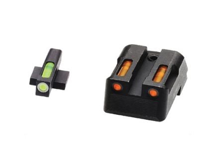 Hi-Viz LiteWave H3 Fixed Rear Sight 1911 Tritium Litepipe Night Sight Set, Green/Orange - KBN421