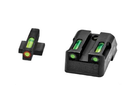 Hi-Viz LiteWave H3 Fixed Rear Sight 1911 Tritium Litepipe Green Night Sight Set With Orange Front Ring - KBN521