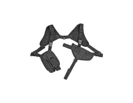 NCSTAR Fully Adjustable Shoulder Holster w/ Pistol Holster & Dual Magazine Pouch, Black Nylon - CV2909