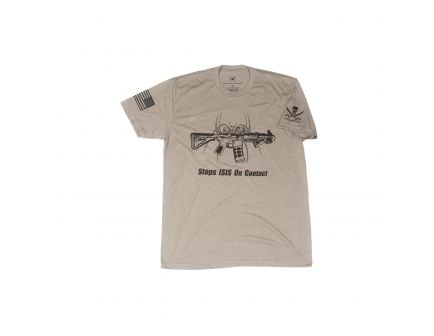 Spikes Tactical Stops ISIS On Contact 60% Cotton/40% Polyester T-Shirt, Large, Warm Gray - SGT1071-L