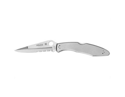 Spyderco Police 4.125" Combo Edge Clip Point Folding Knife, Satin - C07PS