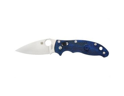 Spyderco Manix 2 3.37" Plain Drop Point Folding Knife, Translucent Blue - C101PBL2