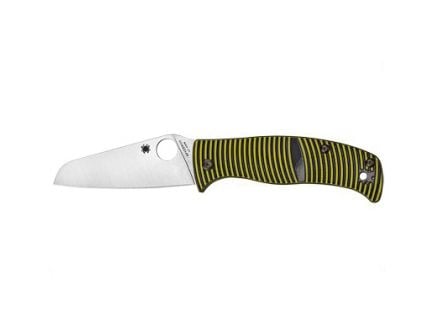Spyderco Caribbean Plain Sheepfoot Folding Knife, Black/Yellow - C217GPSF