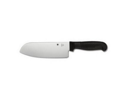 Spyderco Kitchen Classics Sheepsfoot Lightweight Santoku Knife, 6.81", Black - K08PBK