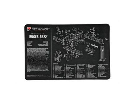 TekMat Ruger SR22 17"x11" Pistol Mat With Small Microfiber TekTowel, Black - R17-RUGERSR22