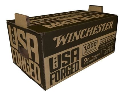 Winchester USA Forged 115 gr FMJ 9mm Pistol Ammo, 1000/box - WIN9SK