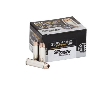 Sig Sauer 38 Special 125gr JHP V-Crown Elite Performance Ammunition 20rds - E38SP1-20