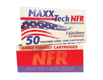 MaxxTech 7.62x39mm 123 gr FMJ 50rds Rifle Ammo for Affordable Training - MTNFR762