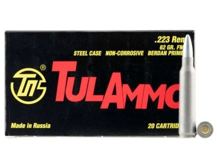 Tula 223 Remington 62gr FMJ Steel Cased Ammunition 20rds - TA223620D