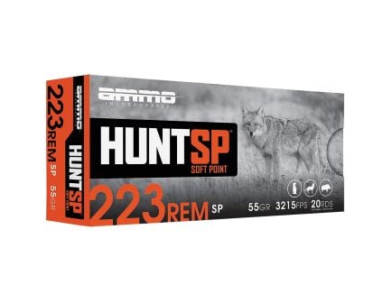 Ammo Inc Hunt .223 Remington 55 gr SP 20rds Rifle Ammo Reliable for Hunting - 223055SPA20