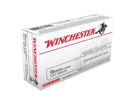 Winchester USA 9mm 147gr JHP Ammunition, 50 Round Box - USA9JHP2