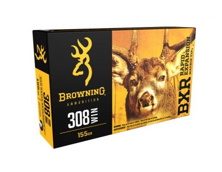 .308 Rifle Ammo Browning 308 Winchester 155gr BXR Ammunition, 20 Round Box - B192103081