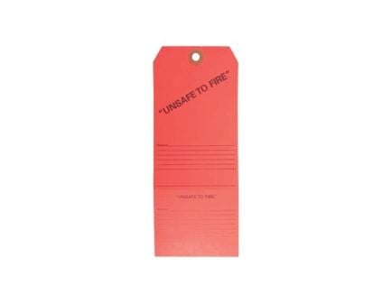 Brownells 7.50" x 3" Unsafe to Fire Tag, Red Pack of 50