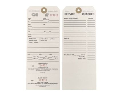 Brownells 7.75" x 3.13" Double-Stub Claim Check, Off-White Pack of 100