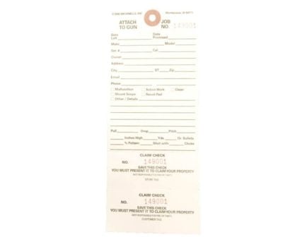 Brownells 7.75" x 3.13" Double-Stub Claim Check, Pack of 500