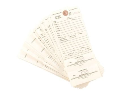 Brownells 7.75" x 3.13" Double-Stub Claim Check, Pack of 1000