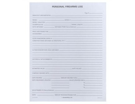 Brownells Personal Firearm Log, Pack of 25