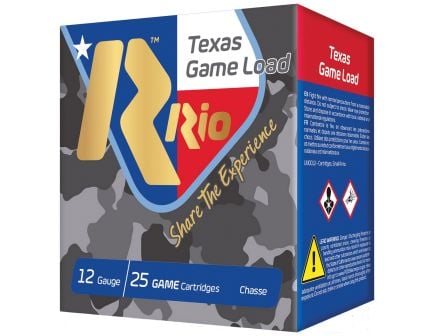 Rio Outdoors Texas Game Load 12 Gauge 2-3/4" #8 Shot 1-1/4oz Shotshells, 25Rds