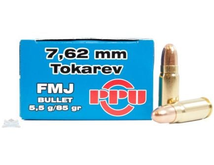 PRVI Partizan 7.62 Tokarev 85gr FMJ Ammunition 50rds - PP-R7.0