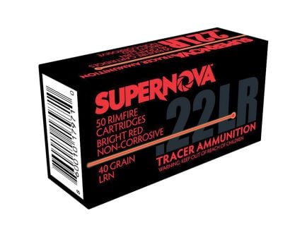 Supernova Tracers .22LR 40 gr LRN 50rds Rimfire Ammo for Enhanced Visibility and Accuracy in Plinking and Target Practice - PMSN22LRR