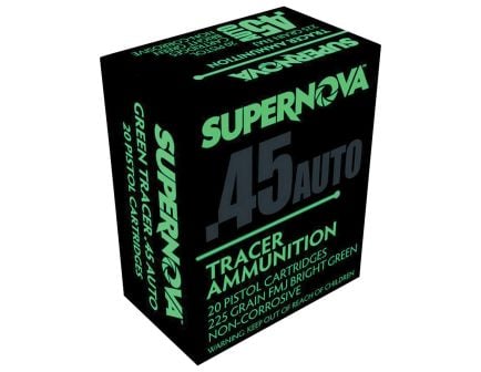 Supernova Tracers .45 ACP 225 gr FMJ 20rds Handgun Ammo for Enhanced Shooting Visibility - PMSN45ACG