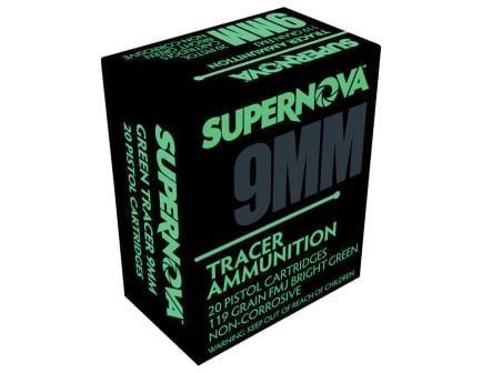 Supernova Tracers 9mm 119 gr FMJ 20rds Handgun Ammo for Improved Accuracy and Tracking - PMSN9MMG