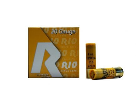RIO 20ga 2.75" 1oz #7.5 1250 FPS Field Ammunition, 25 Round Box - RC2075