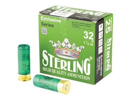 Sterling Exclusive 12 Gauge 2-3/4" #4 Bird 1-1/8 oz 25rds Shotshell - Powerful Birdshot for Larger Game - 8698779950804