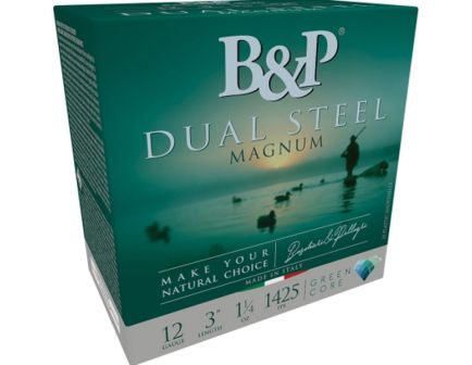 B&P Dual Steel 12 Gauge 3" #2/#3 1-1/4 oz 25rds Shotshell - Versatile Steel Waterfowl Load - 12B4DS23