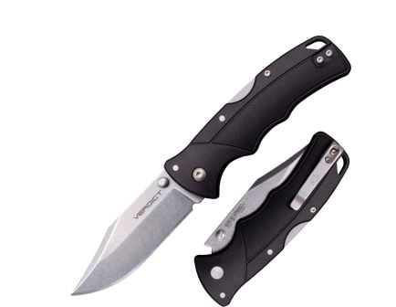 Cold Steel Verdict Folding Knife Clip Point Black - Strong Locking Mechanism, Perfect for EDC and Utility - CS-FL-C3CPSSZ