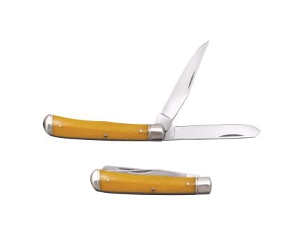 Cold Steel Trapper Folding Knife Clip Point/Spey Yellow - Classic Design, Reliable Dual Blades for Various Tasks - CS-FL-TRPR-Y