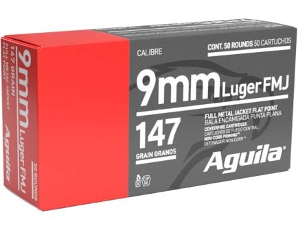 Aguila 9mm 147gr FMJ FP Ammunition 50rds - 1E097719