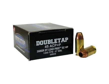 DoubleTap Ammunition DT Lead-Free .45 ACP 160 gr LFSCHP 20rds Handgun Ammo for Clean Shooting - 45A160XM