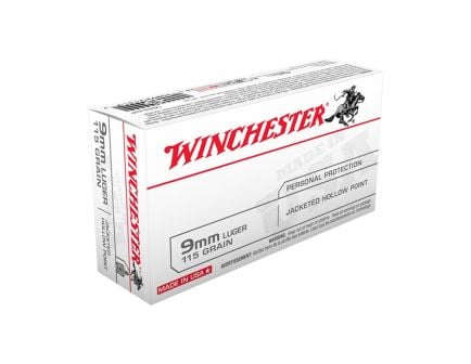 Winchester USA 9mm Ammo 115 Grain JHP, 50rds - USA9JHP