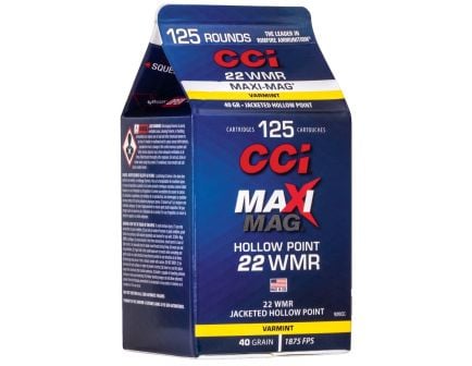 CCI Maxi Mag .22 WMR 40 gr JHP 125 Rounds Ammunition