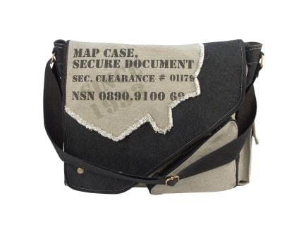 Rothco Vintage Canvas Two-Tone Imprinted Map Bag - Grey - Black