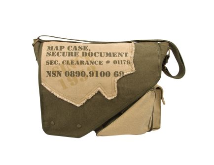 Rothco Vintage Canvas Two-Tone Imprinted Map Bag - Olive Drab - Tan