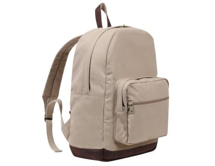 Rothco Vintage Canvas Teardrop Backpack With Leather Accents - Khaki