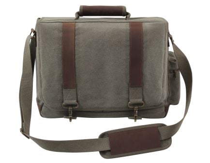 Rothco Vintage Canvas Pathfinder Laptop Bag With Leather Accents - Olive Drab