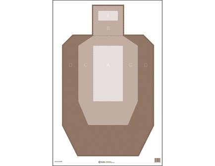 Action Target IPSC Paper Target w/Visible Scoring Zones, White/Brown