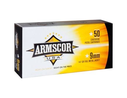 ArmsCor Ammo 9mm Ammunition, 50 Rounds FMJ 147Gr - FAC95