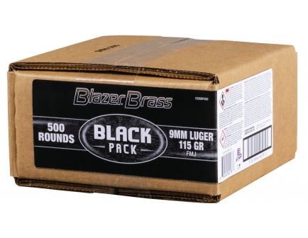 Federal 9mm Luger 115 grain FMJ Blazer Brass 500 Round Black Bulk Box