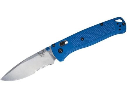Benchmade Bugout Axis Drop Point Pocket Knife, Serrated, Blue - 535S