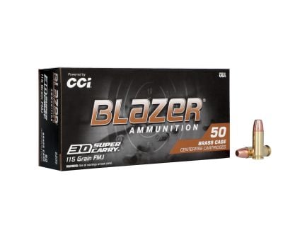 CCI Blazer Brass .30 Super Carry Ammunition, 50 Rounds FMJ 115Gr - 5205