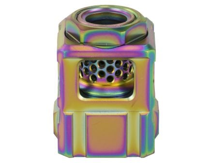 Chaos Gear Supply Qube Compensator, Rainbow Finish, 1/2X28 Thread Pitch