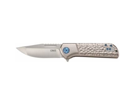 CRKT LANNY Silver Plain Drop Point 3.18" 6525 Satin 8Cr13MoV