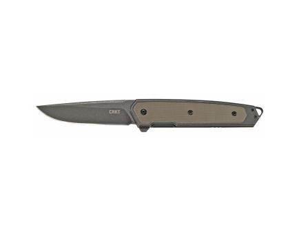 CRKT CINCO Black Plain Drop Point 2.89" 7091 Stonewashed D2, Black