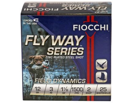 Fiocchi Flyway Steel 12 Gauge Ammunition, 25 Rounds Steel Shot #2 - 123ST2